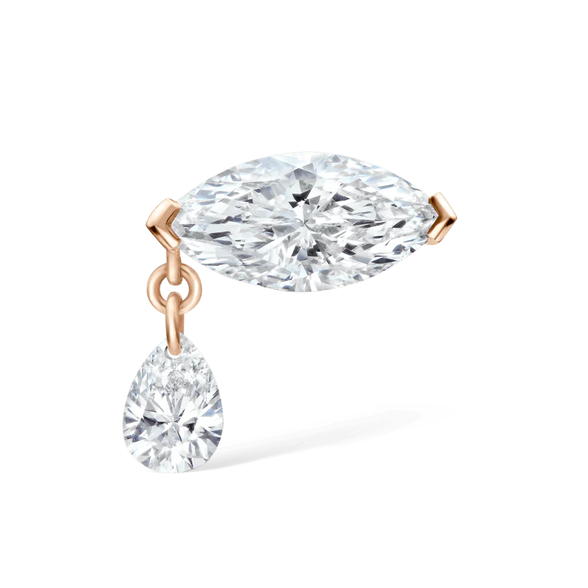 Single Teardrop Marquise Diamond Threaded Stud Earring - Image 17
