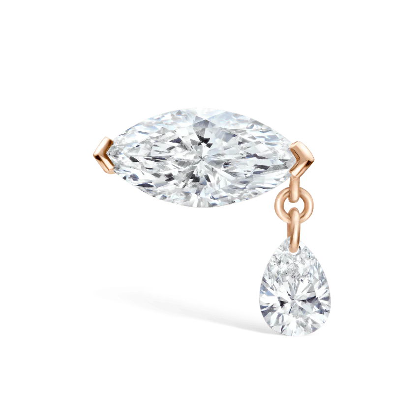 Single Teardrop Marquise Diamond Threaded Stud Earring - Image 21