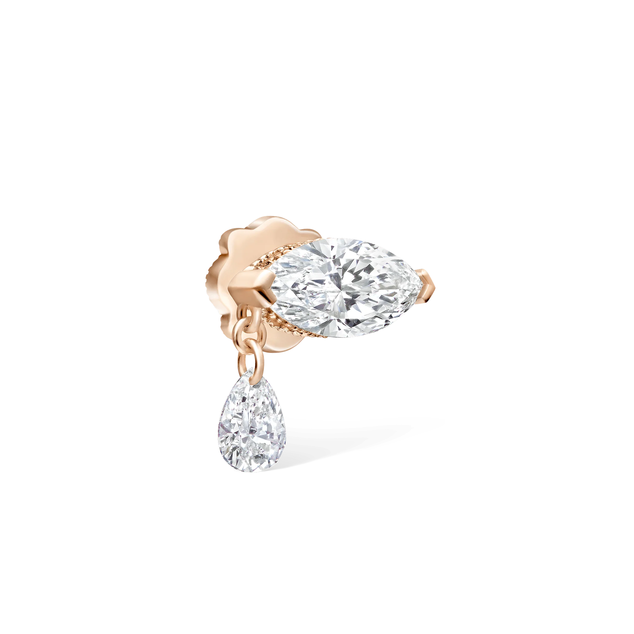 Single Teardrop Marquise Diamond Threaded Stud Earring - Image 23
