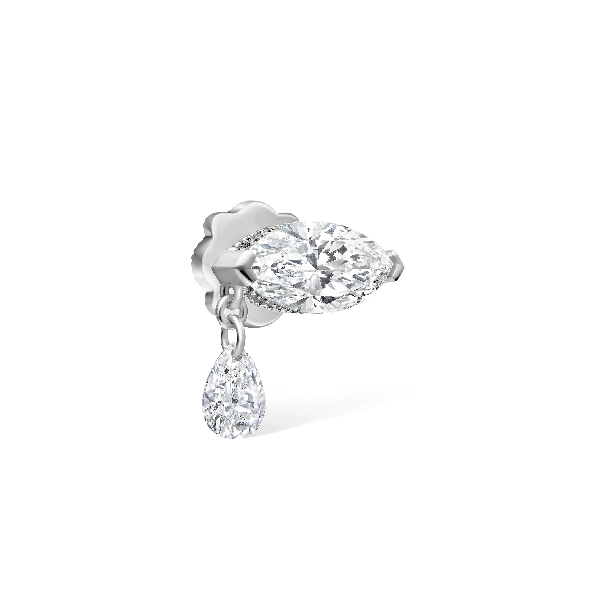 Single Teardrop Marquise Diamond Threaded Stud Earring - Image 25