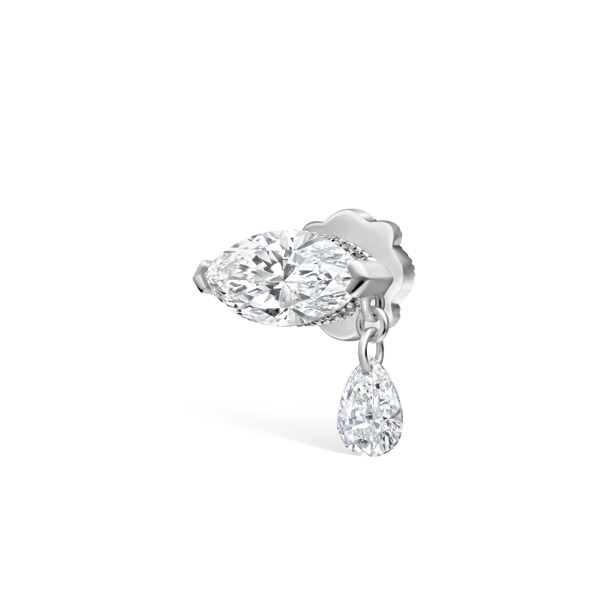 Single Teardrop Marquise Diamond Threaded Stud Earring - Image 26