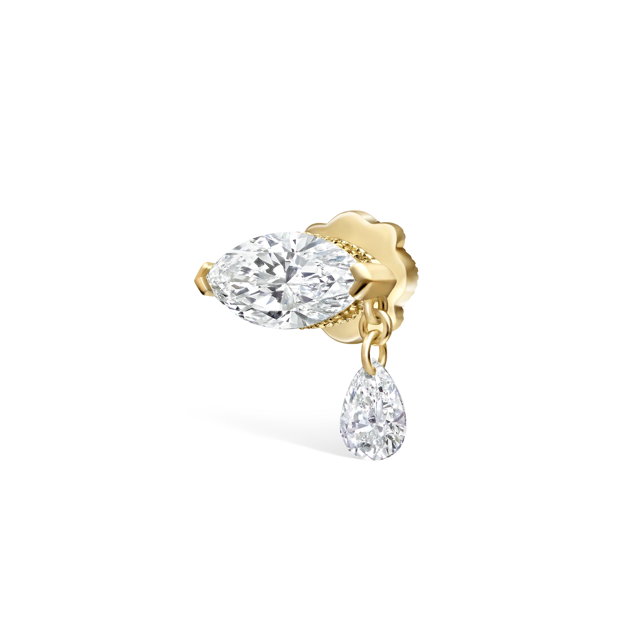 Single Teardrop Marquise Diamond Threaded Stud Earring - Image 28