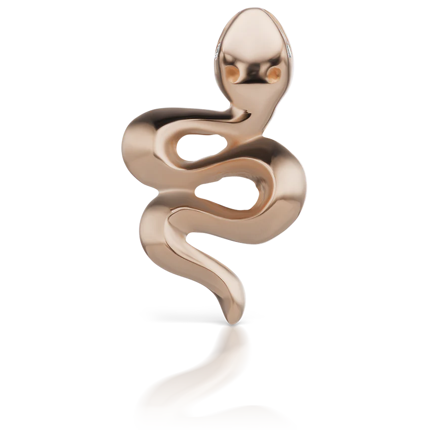 Snake with Diamond Eyes Threaded Stud Earring - Image 9