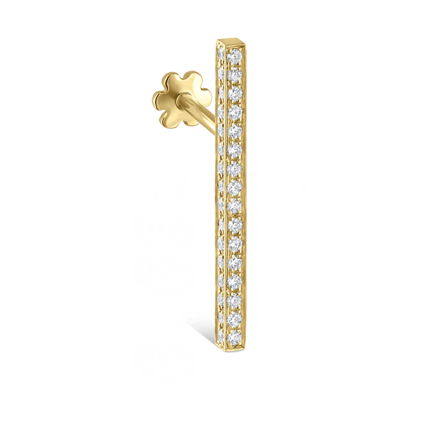 Square Diamond Pavé Bar Threaded Stud Earring - Image 22