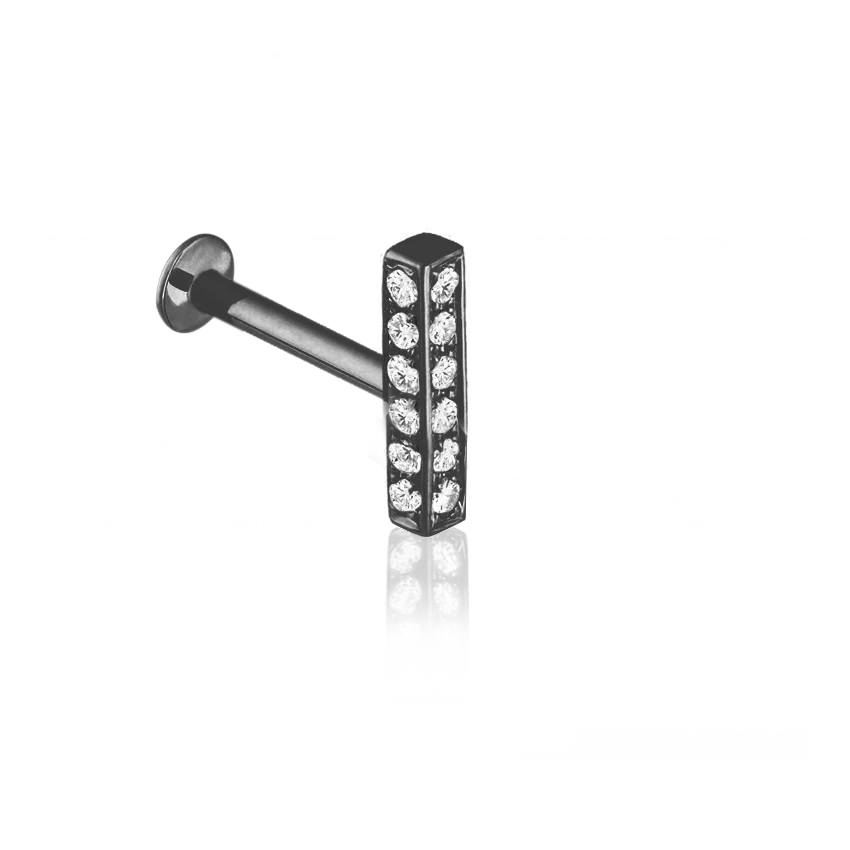 Square Diamond Pavé Bar Threaded Stud Earring - Image 38