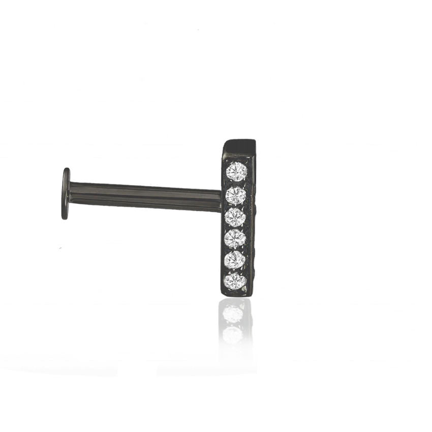Square Diamond Pavé Bar Threaded Stud Earring - Image 39