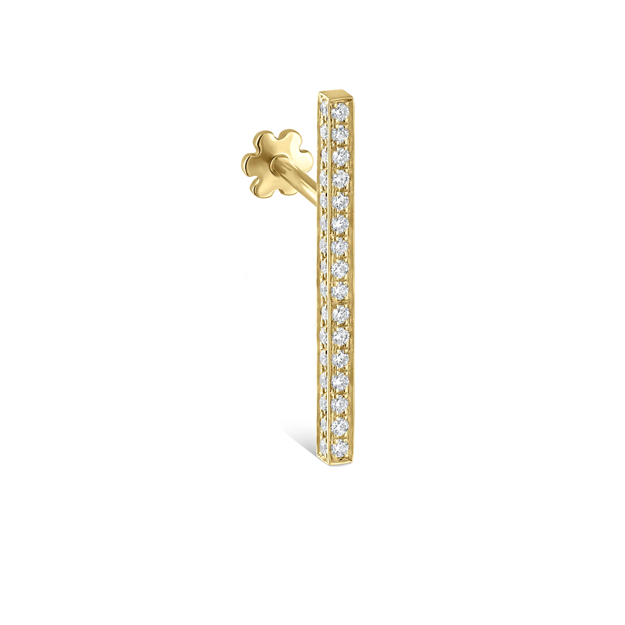 Square Diamond Pavé Bar Threaded Stud Earring - Image 48