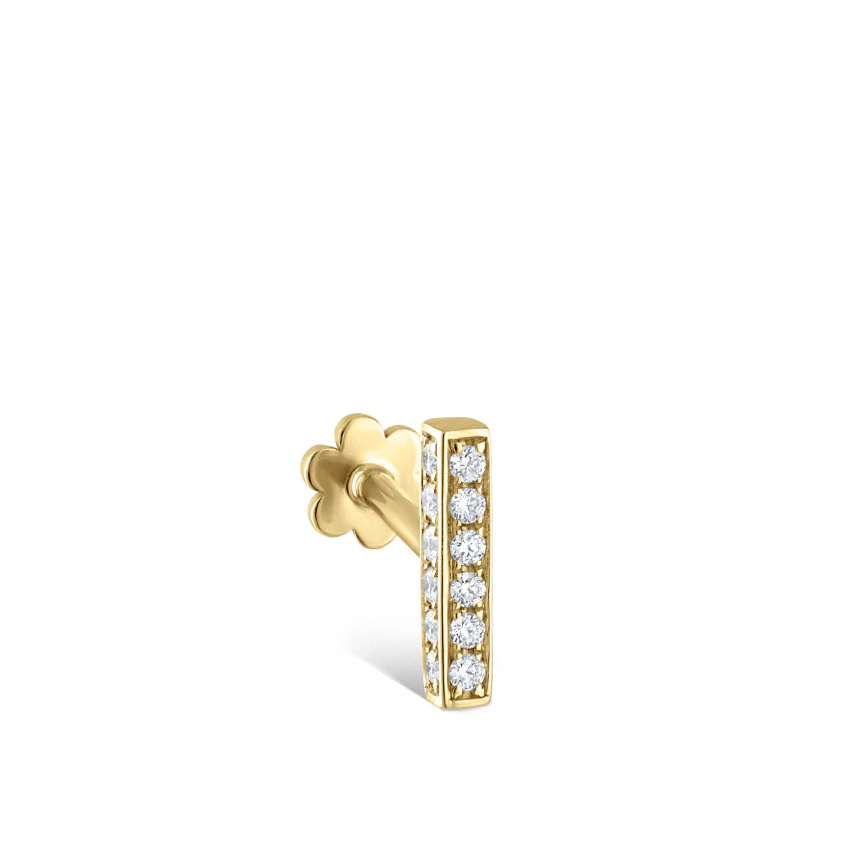 Square Diamond Pavé Bar Threaded Stud Earring With Titanium Backing - Image 14