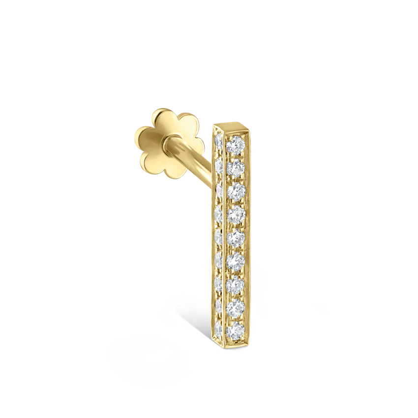 Square Diamond Pavé Bar Threaded Stud Earring With Titanium Backing - Image 19