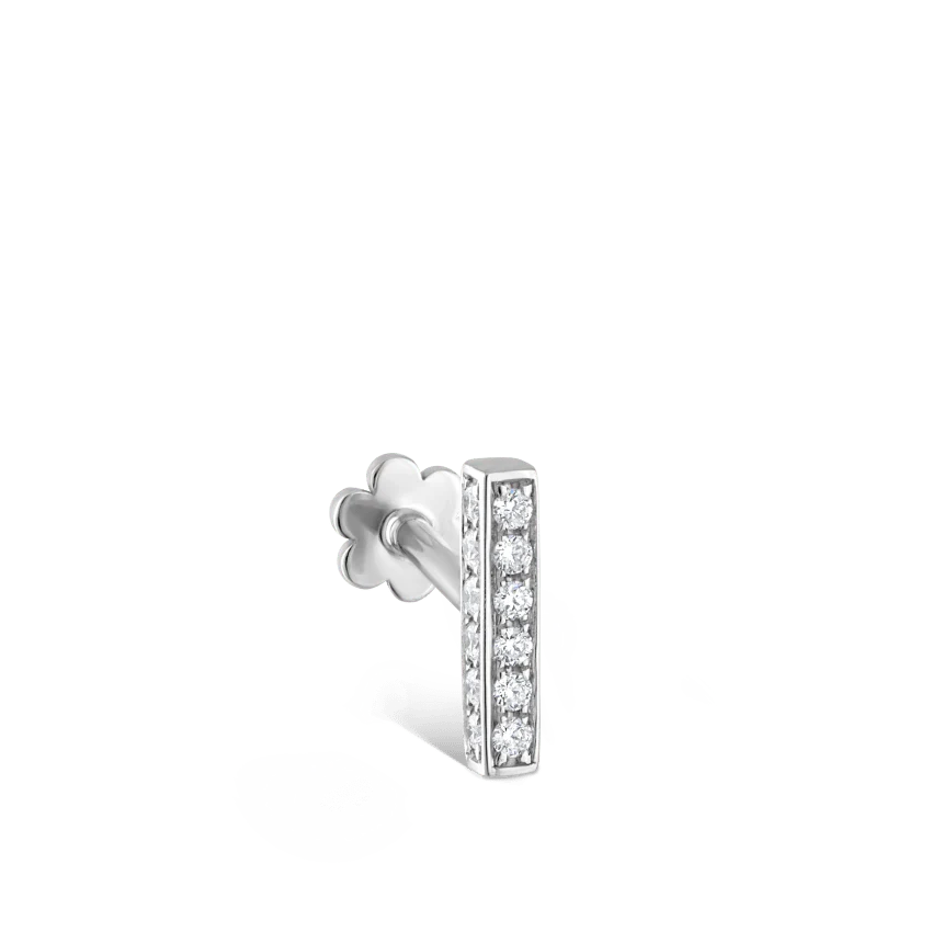 Square Diamond Pavé Bar Threaded Stud Earring With Titanium Backing - Image 2