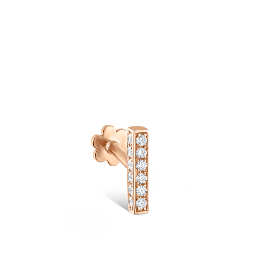 Square Diamond Pavé Bar Threaded Stud Earring With Titanium Backing - Image 26