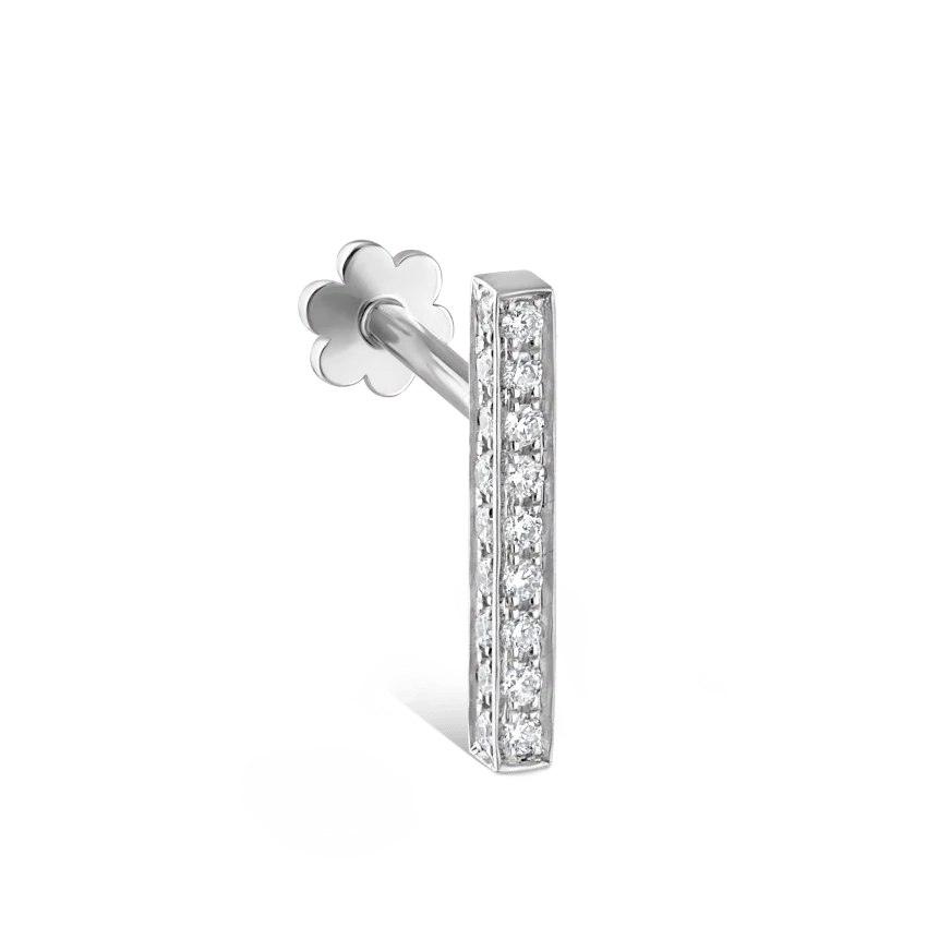Square Diamond Pavé Bar Threaded Stud Earring With Titanium Backing - Image 7