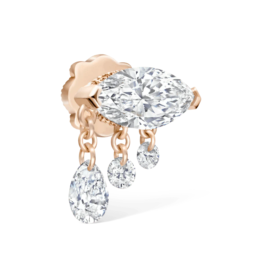 Triple Teardrop Marquise Diamond Threaded Stud Earring - Image 18