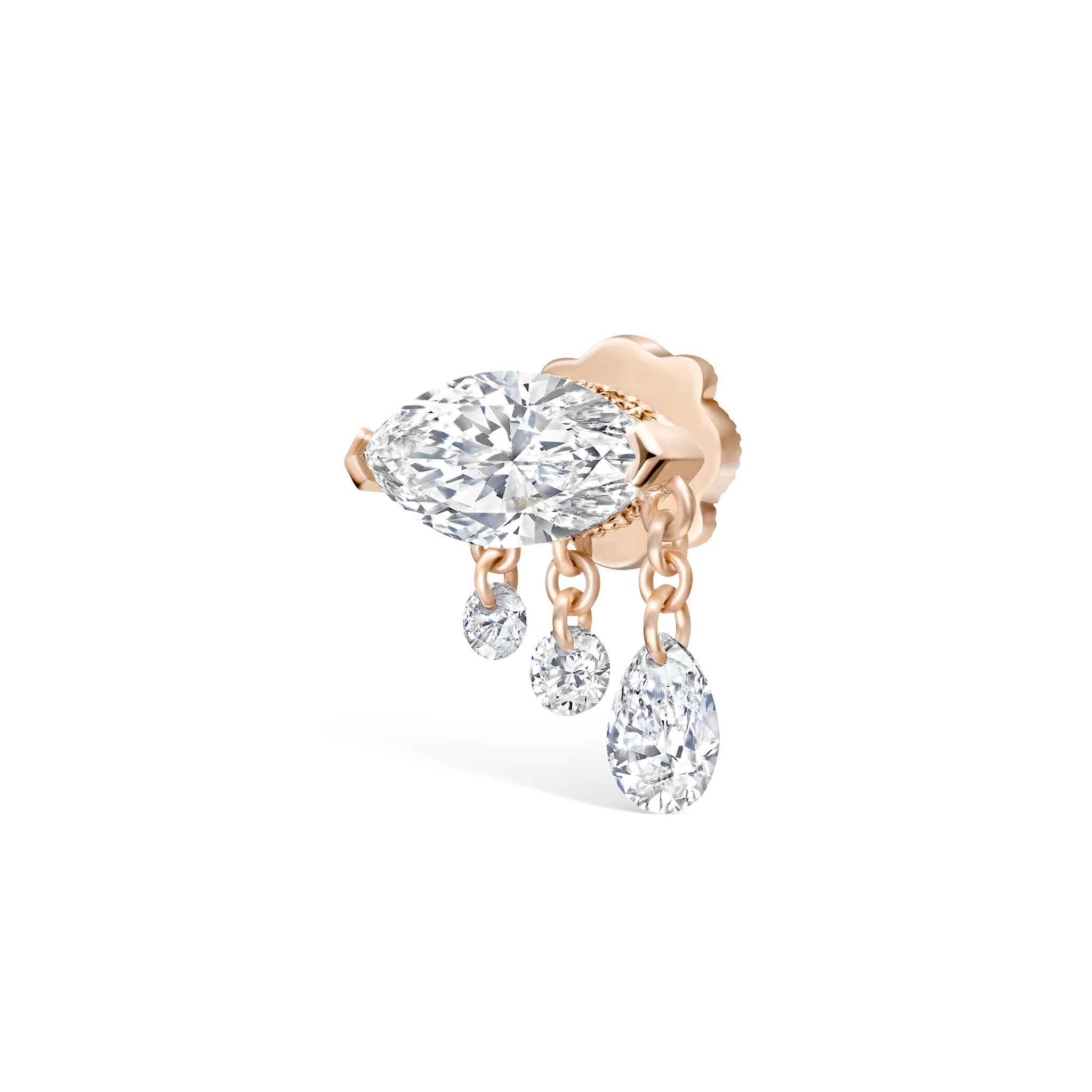 Triple Teardrop Marquise Diamond Threaded Stud Earring - Image 26