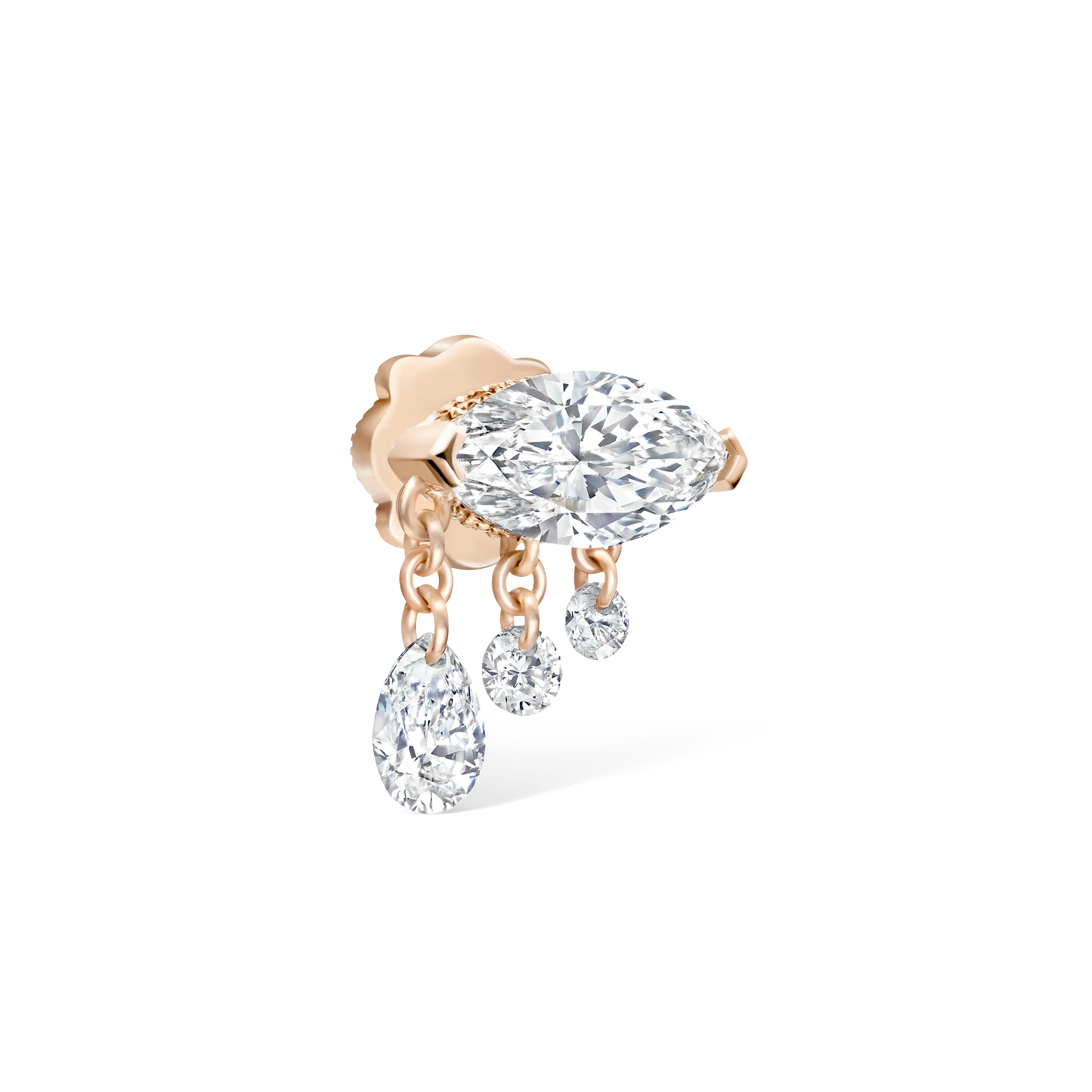 Triple Teardrop Marquise Diamond Threaded Stud Earring - Image 33