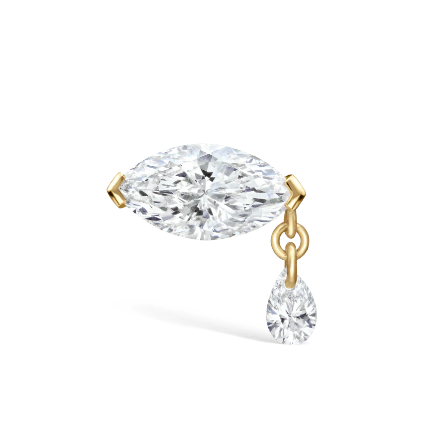 Single Teardrop Marquise Diamond Threaded Stud Earring With Titanium Backing - Image 12