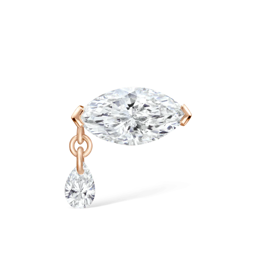 Single Teardrop Marquise Diamond Threaded Stud Earring With Titanium Backing - Image 15
