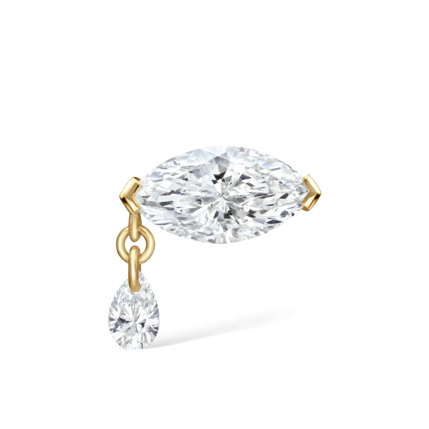 Single Teardrop Marquise Diamond Threaded Stud Earring With Titanium Backing - Image 9