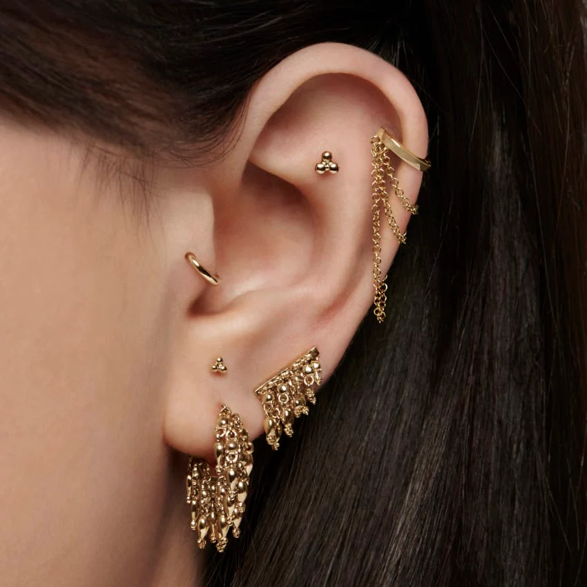 Three Ball Trinity Stud Earring - Image 3