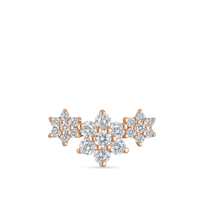 Three Flower Garland Diamond Threaded Stud Earring - Image 19