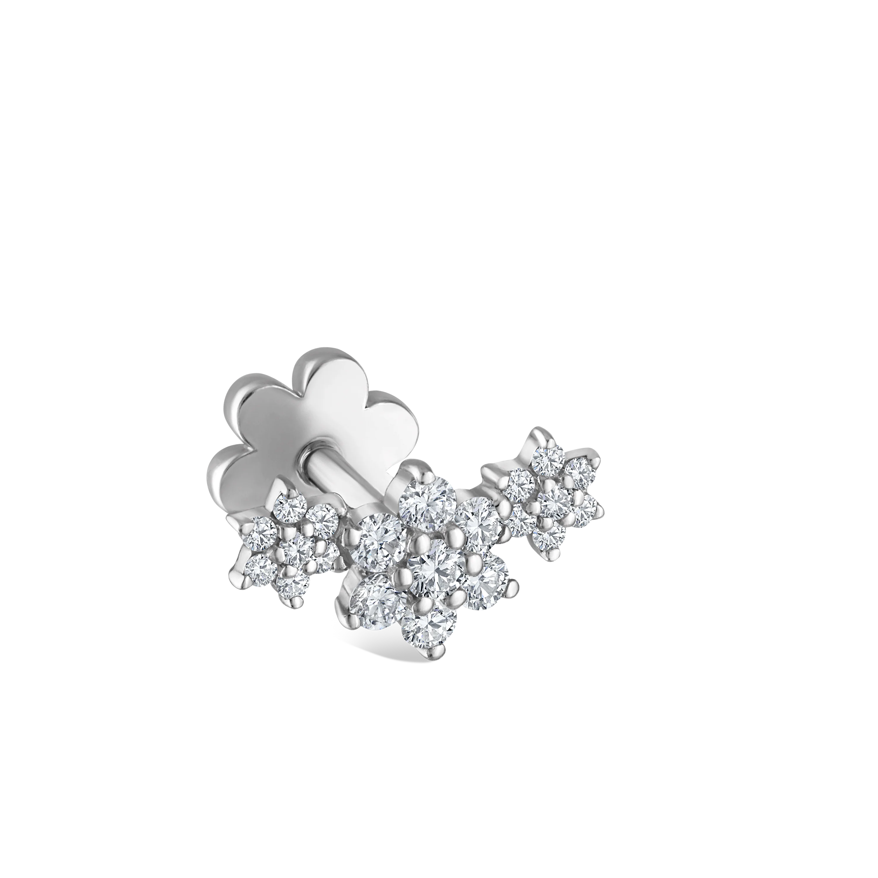 Three Flower Garland Diamond Threaded Stud Earring - Image 21