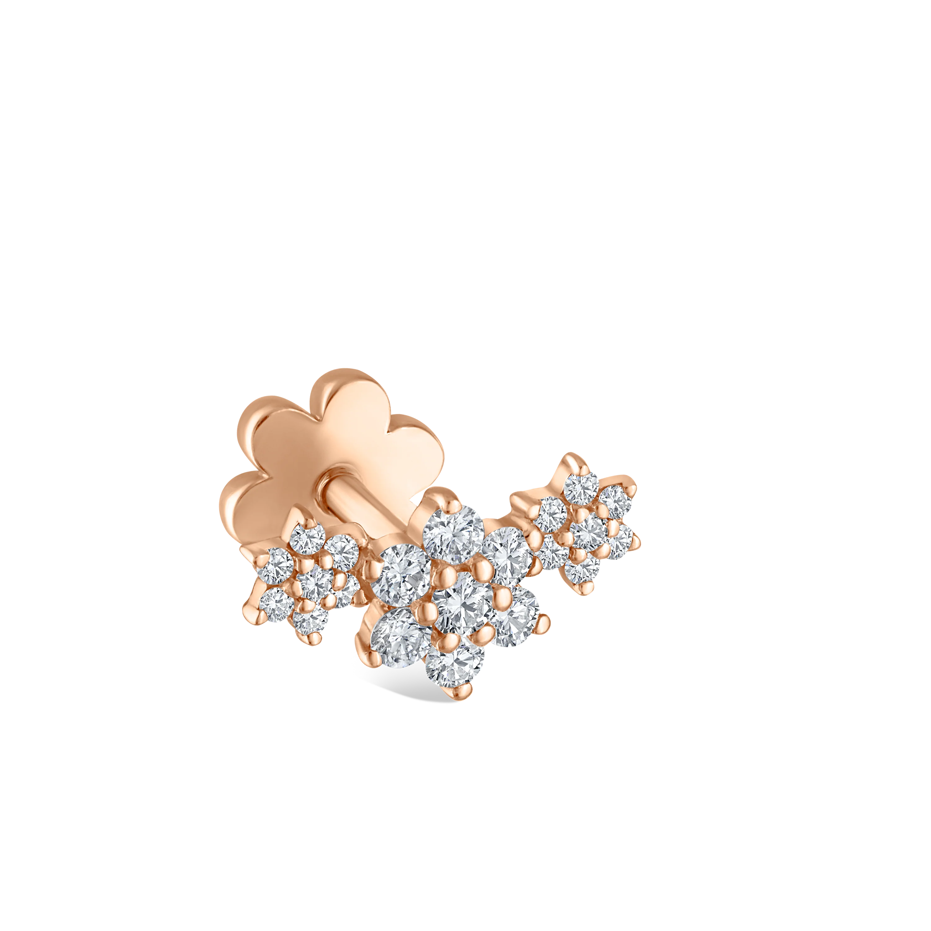 Three Flower Garland Diamond Threaded Stud Earring - Image 22