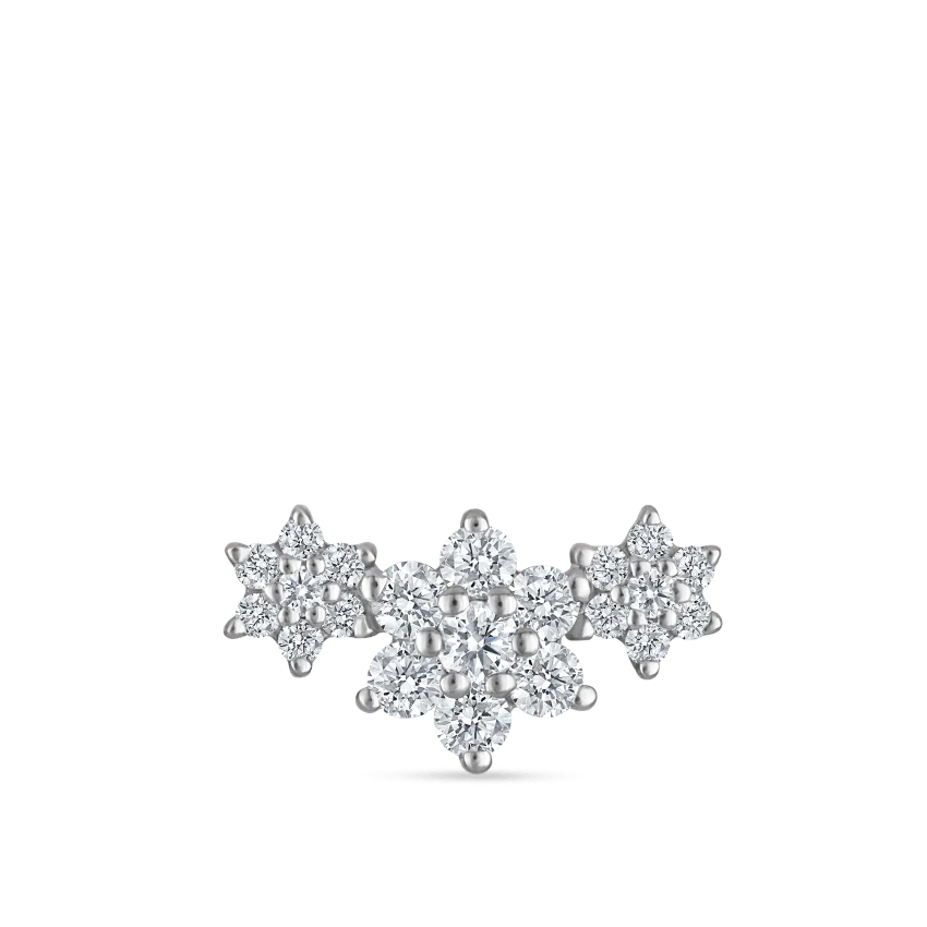 Three Flower Garland Diamond Threaded Stud Earring - Image 7