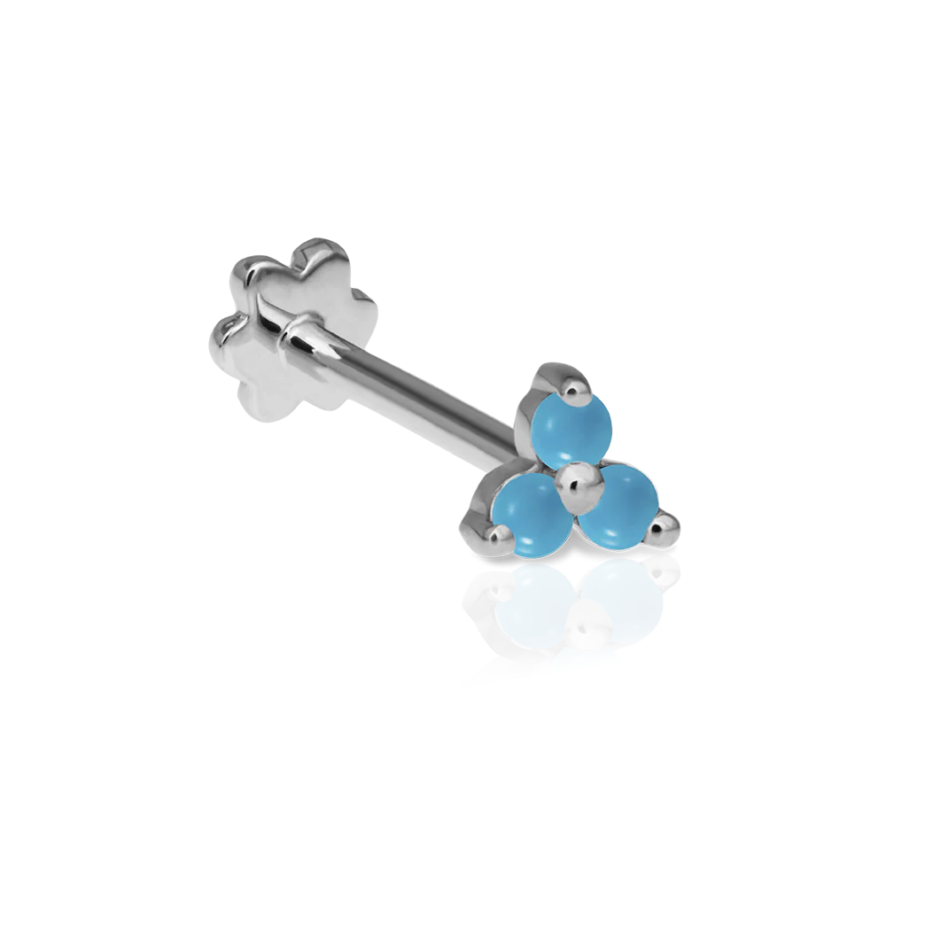 Turquoise Trinity Threaded Stud Earring With Titanium Backing
