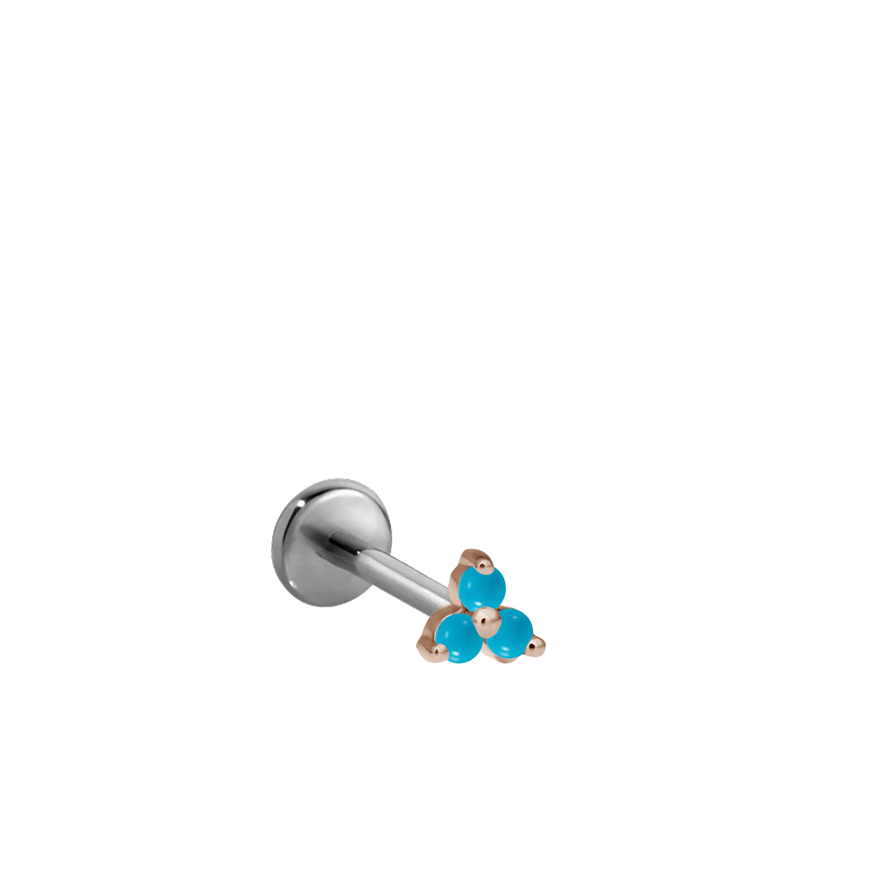 Turquoise Trinity Threaded Stud Earring With Titanium Backing - Image 10