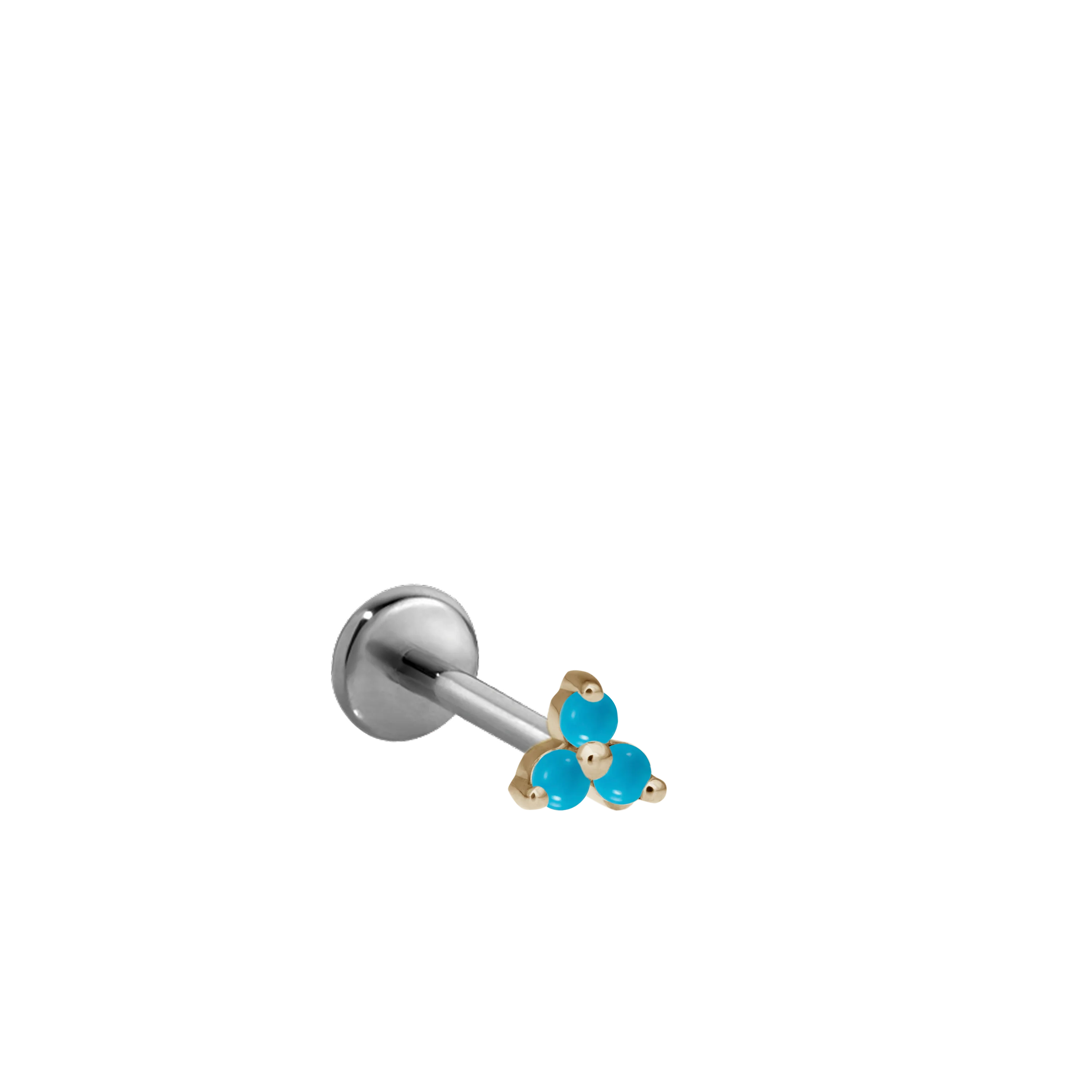 Turquoise Trinity Threaded Stud Earring With Titanium Backing - Image 8