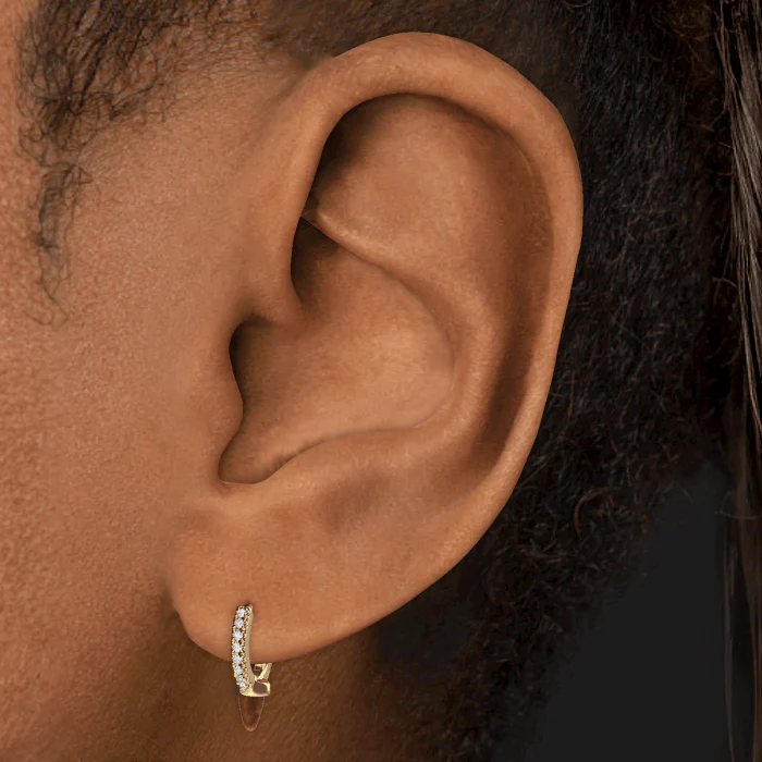 Tiger's Eye Short Spike Diamond Eternity Hoop Earring - Image 5