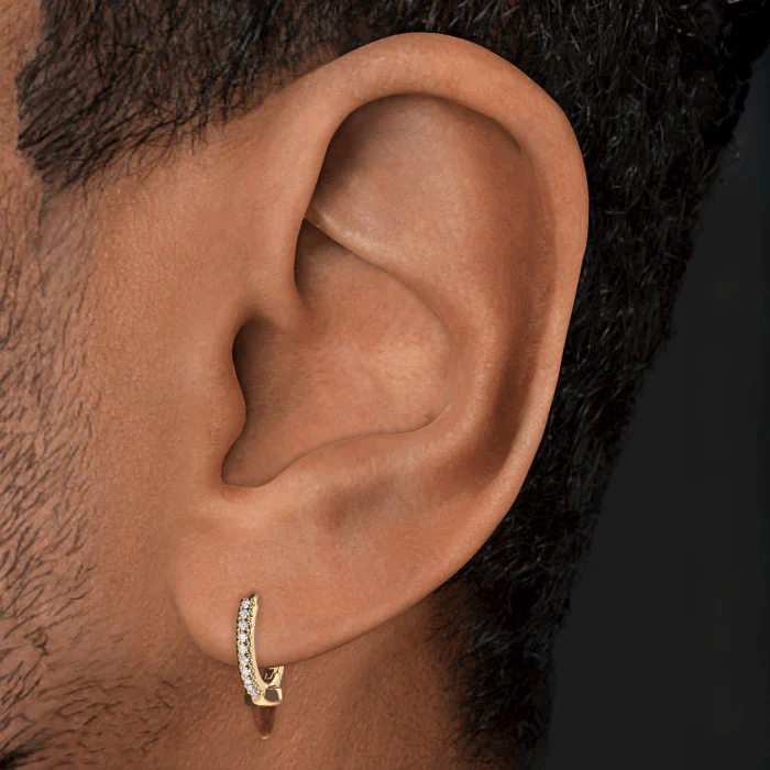 Tiger's Eye Short Spike Diamond Eternity Hoop Earring - Image 9