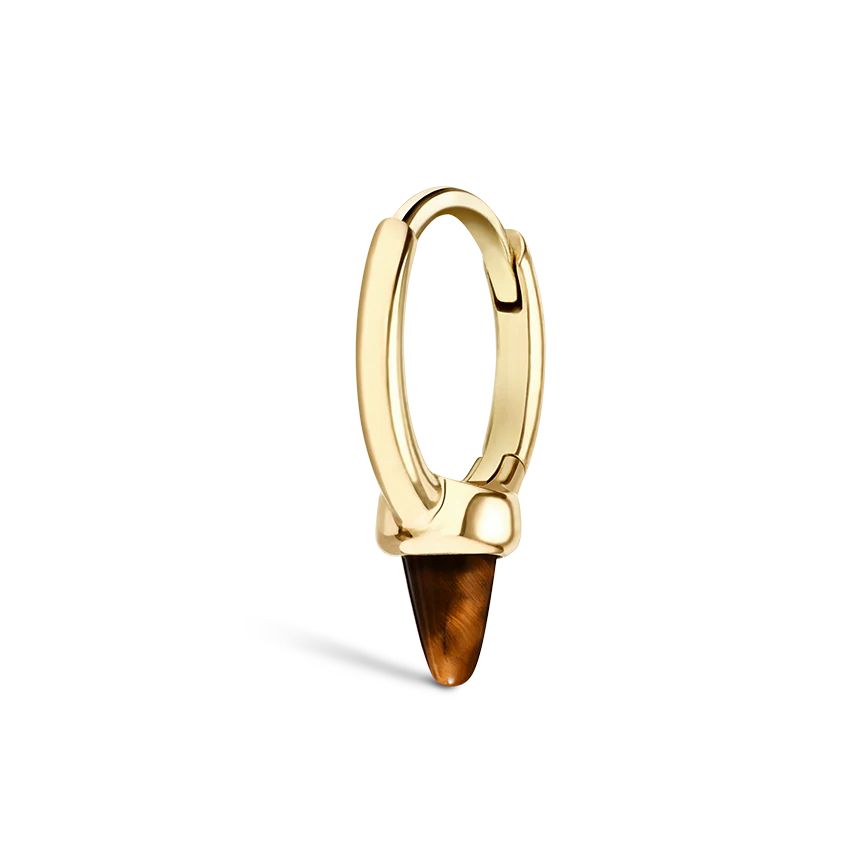Tiger's Eye Single Short Spike Hoop Earring (Non-Rotating) - Image 3