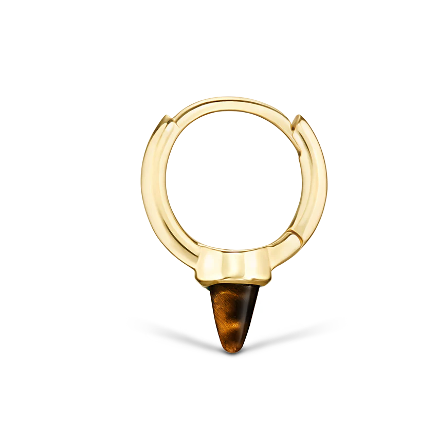 Tiger's Eye Single Short Spike Hoop Earring (Non-Rotating) - Image 4