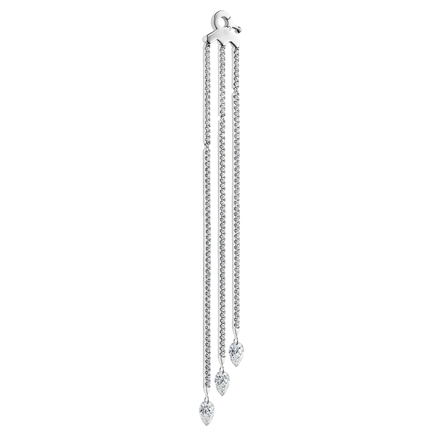 Triple Diamond Eternity Bar Conch Charm & Pear Diamond Dangles - Image 3
