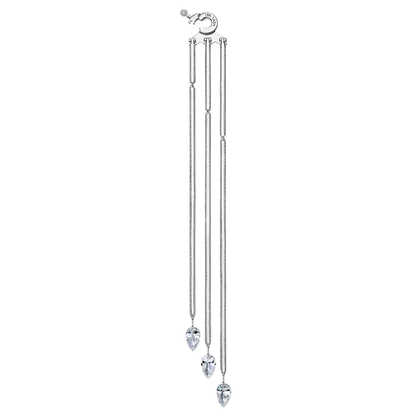 Triple Diamond Eternity Bar Conch Charm & Pear Diamond Dangles - Image 4