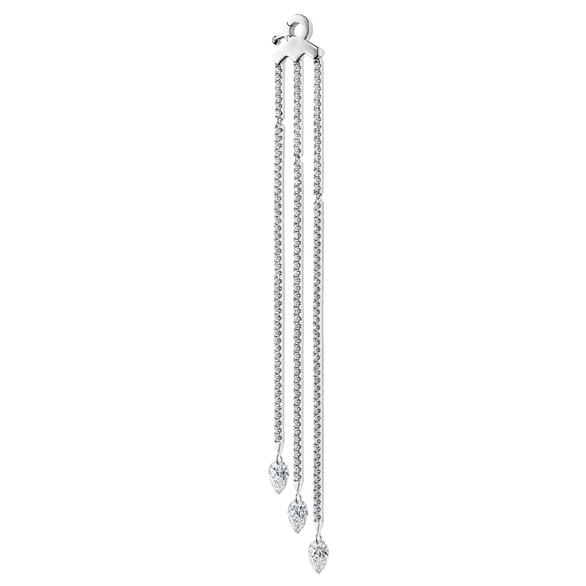 Triple Diamond Eternity Bar Conch Charm & Pear Diamond Dangles - Image 7