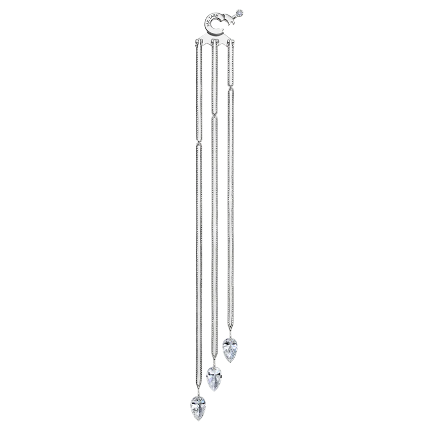 Triple Diamond Eternity Bar Conch Charm & Pear Diamond Dangles - Image 8