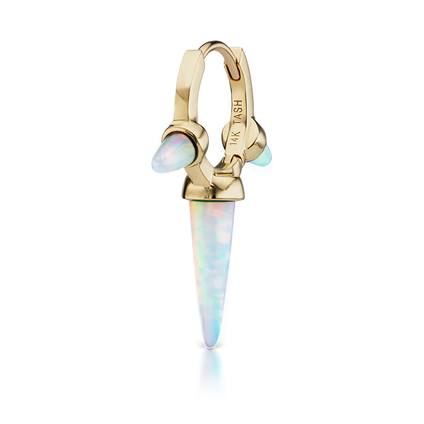 Triple Long Opal Spike Hoop Earring - Image 11