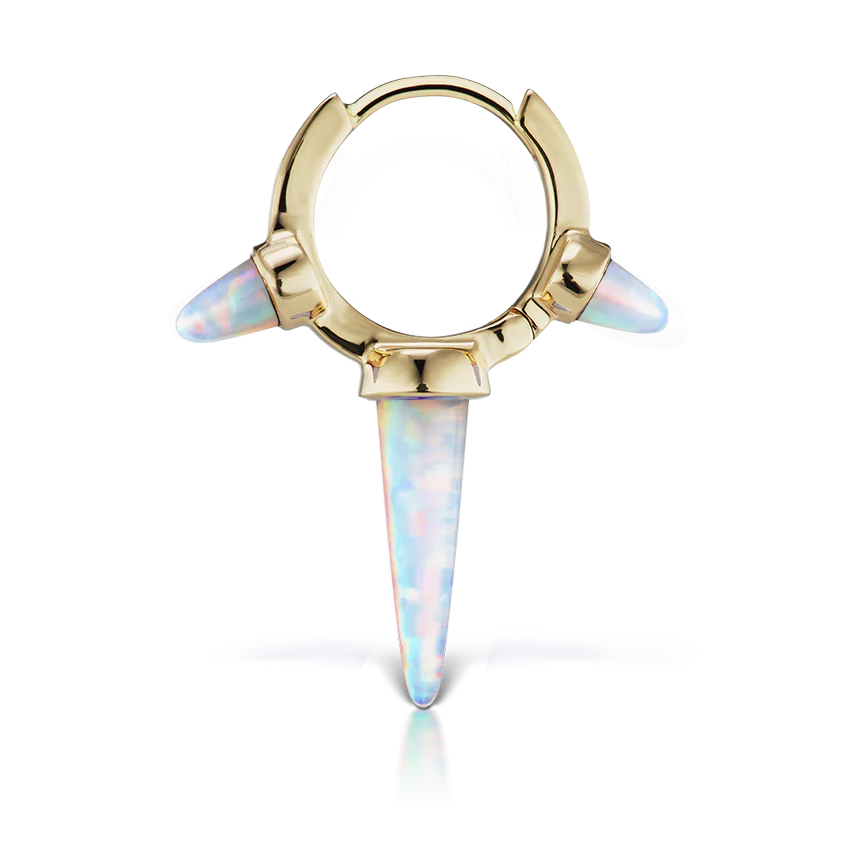 Triple Long Opal Spike Hoop Earring - Image 12