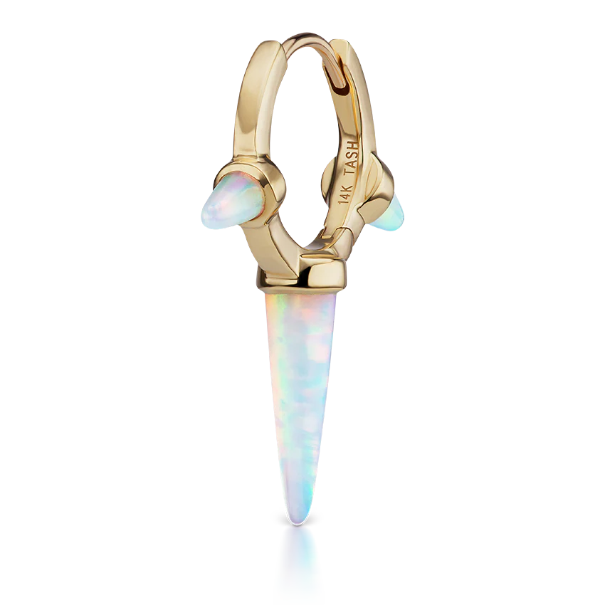 Triple Long Opal Spike Hoop Earring - Image 14