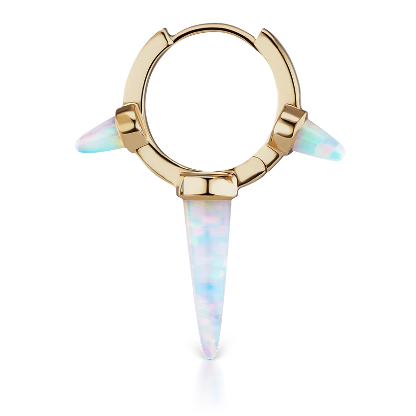Triple Long Opal Spike Hoop Earring - Image 15