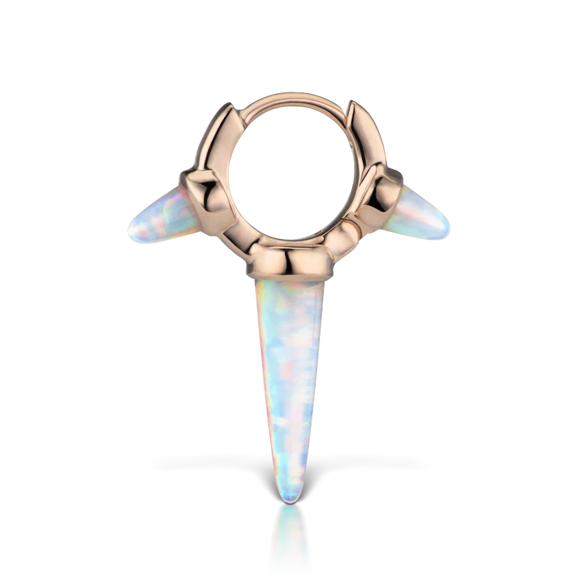 Triple Long Opal Spike Hoop Earring - Image 16