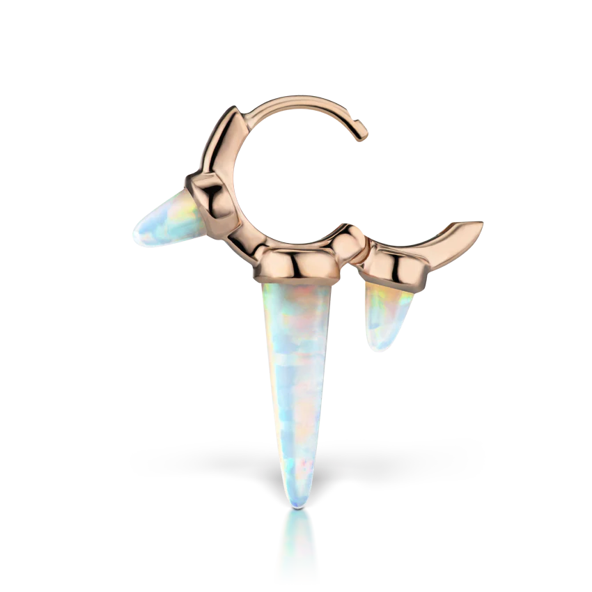 Triple Long Opal Spike Hoop Earring - Image 17