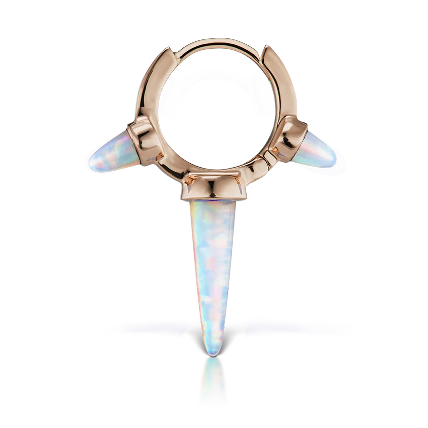 Triple Long Opal Spike Hoop Earring - Image 19