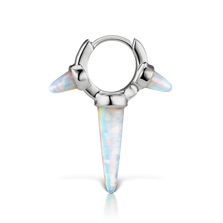Triple Long Opal Spike Hoop Earring - Image 2