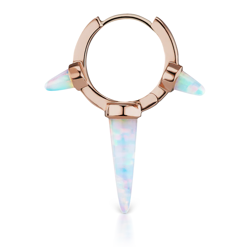 Triple Long Opal Spike Hoop Earring - Image 22