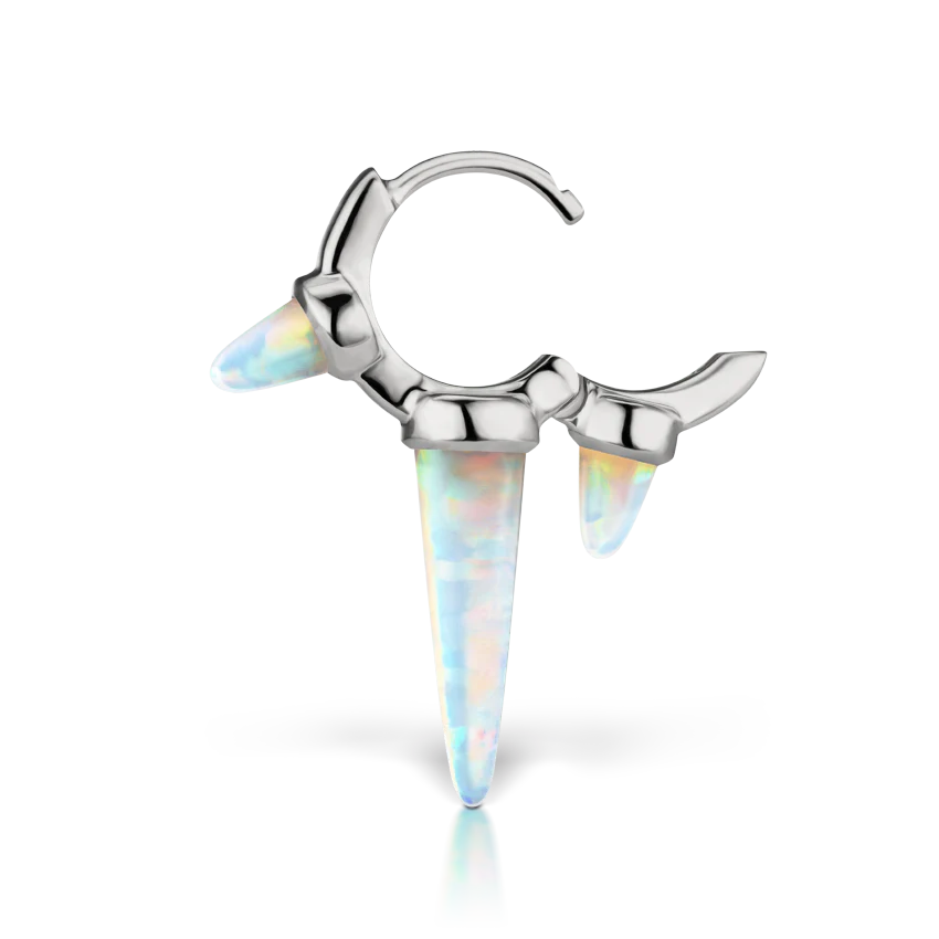 Triple Long Opal Spike Hoop Earring - Image 3