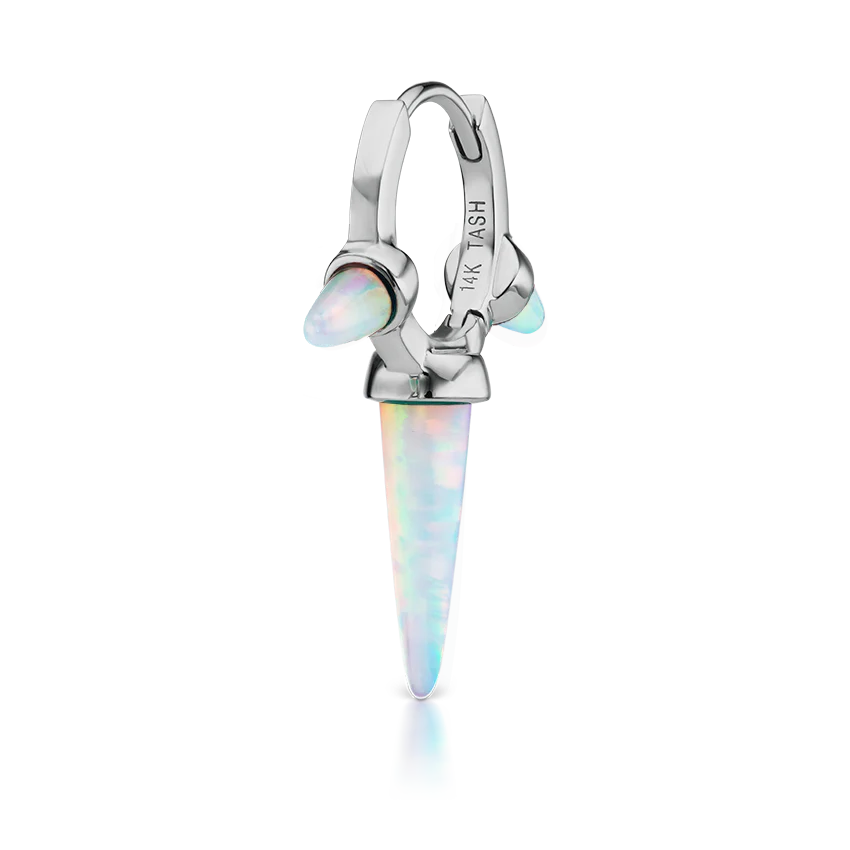 Triple Long Opal Spike Hoop Earring - Image 4