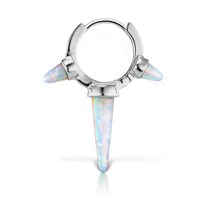 Triple Long Opal Spike Hoop Earring - Image 5